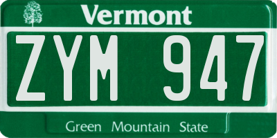 VT license plate ZYM947