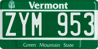 VT license plate ZYM953