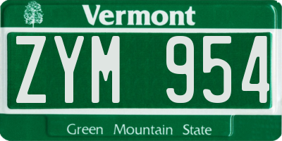 VT license plate ZYM954