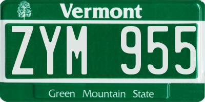 VT license plate ZYM955
