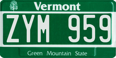 VT license plate ZYM959
