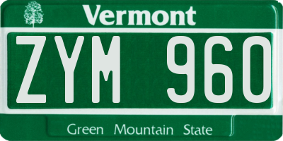 VT license plate ZYM960