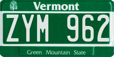 VT license plate ZYM962