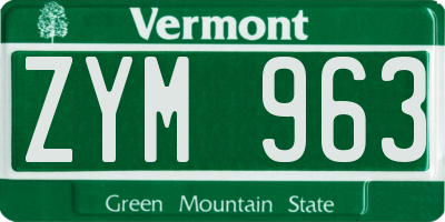 VT license plate ZYM963