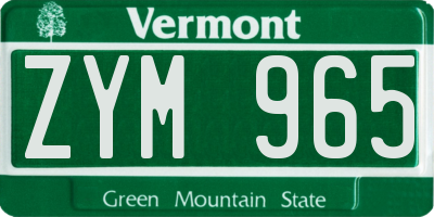 VT license plate ZYM965