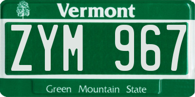 VT license plate ZYM967