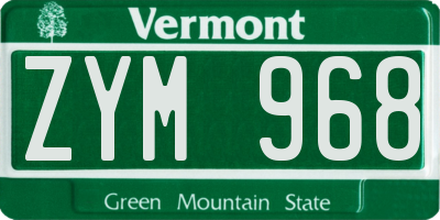 VT license plate ZYM968