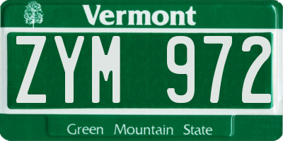 VT license plate ZYM972