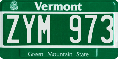 VT license plate ZYM973
