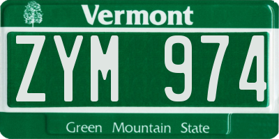VT license plate ZYM974