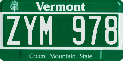 VT license plate ZYM978