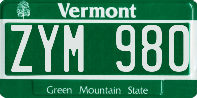 VT license plate ZYM980