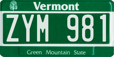 VT license plate ZYM981