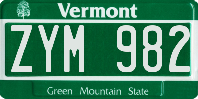 VT license plate ZYM982