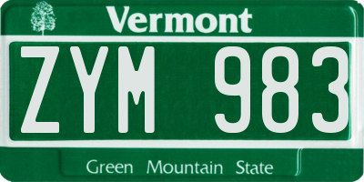VT license plate ZYM983