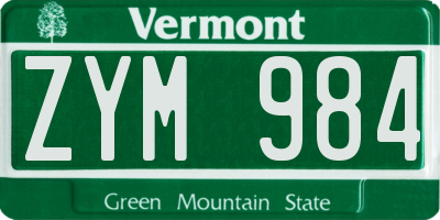 VT license plate ZYM984