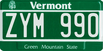VT license plate ZYM990