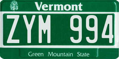 VT license plate ZYM994