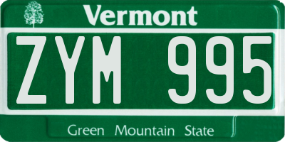 VT license plate ZYM995