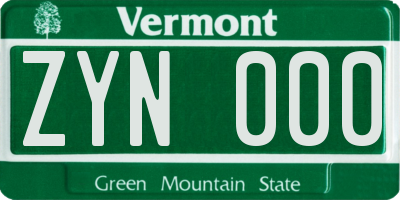 VT license plate ZYN000