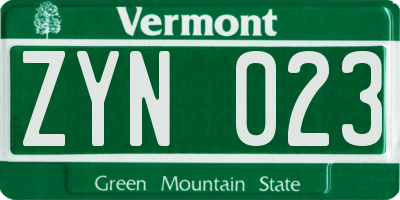 VT license plate ZYN023