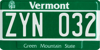VT license plate ZYN032