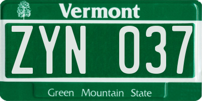 VT license plate ZYN037