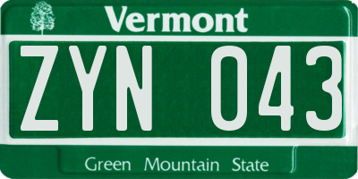 VT license plate ZYN043