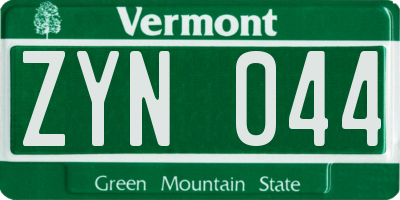 VT license plate ZYN044