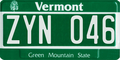 VT license plate ZYN046