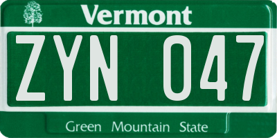 VT license plate ZYN047