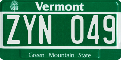 VT license plate ZYN049