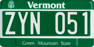 VT license plate ZYN051