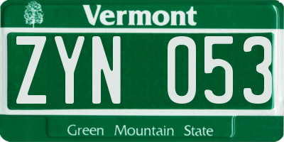 VT license plate ZYN053
