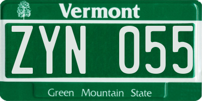 VT license plate ZYN055