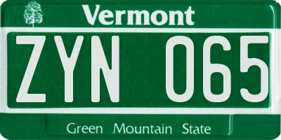 VT license plate ZYN065