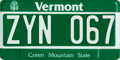 VT license plate ZYN067