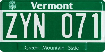 VT license plate ZYN071