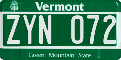 VT license plate ZYN072