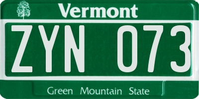 VT license plate ZYN073