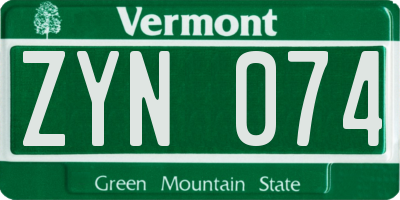 VT license plate ZYN074