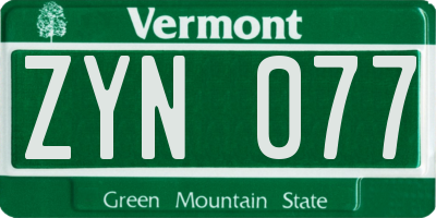 VT license plate ZYN077