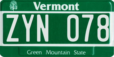 VT license plate ZYN078