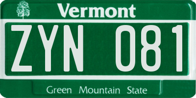 VT license plate ZYN081