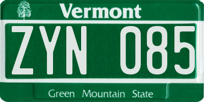 VT license plate ZYN085