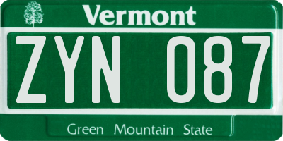 VT license plate ZYN087