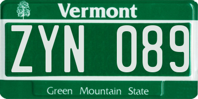 VT license plate ZYN089