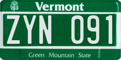 VT license plate ZYN091