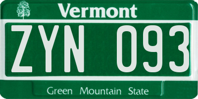 VT license plate ZYN093