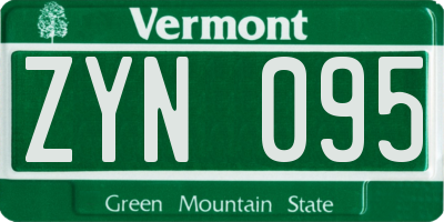 VT license plate ZYN095
